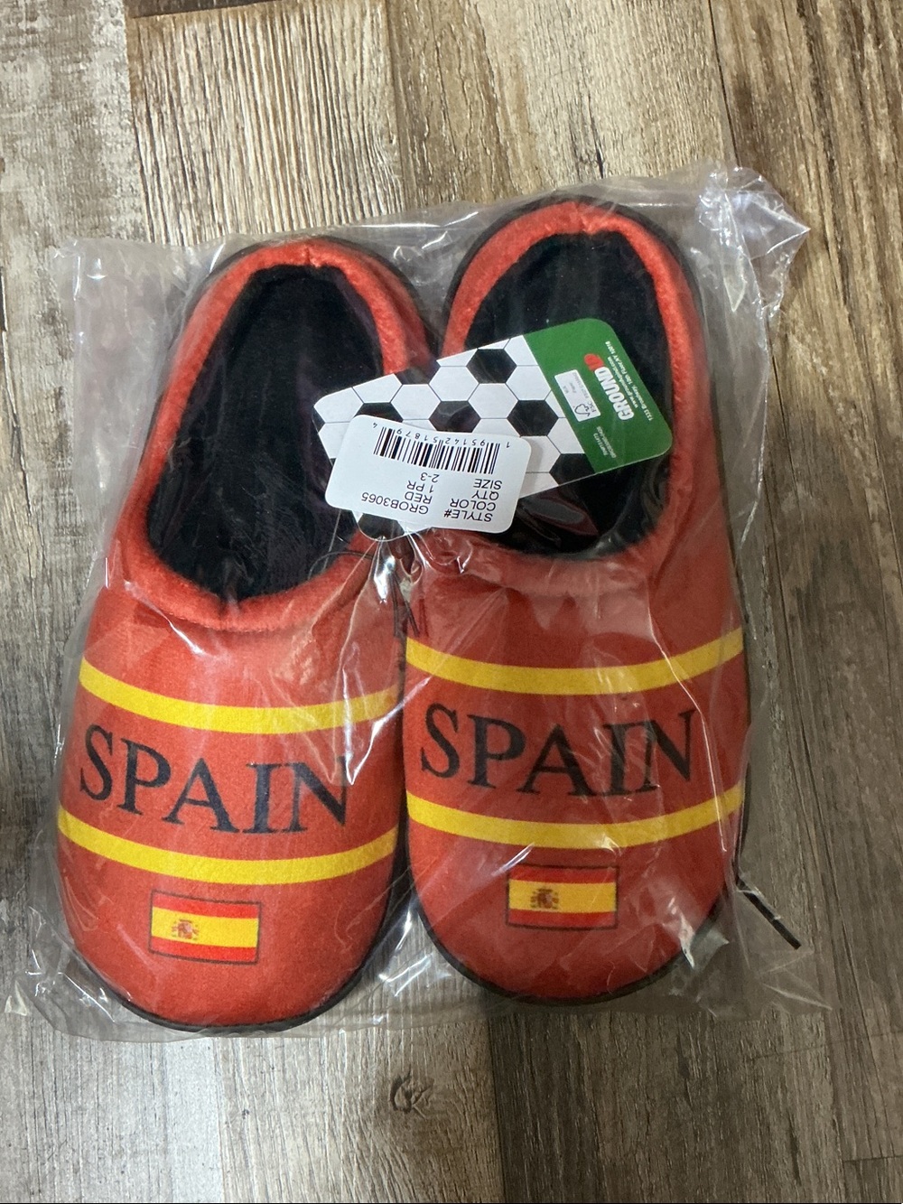 Spain-Themed Kids Red & Yellow Slip-On Slippers